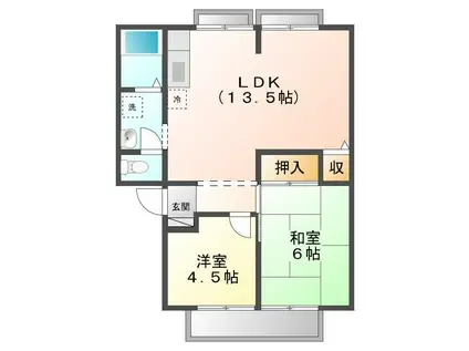 ウィンディアさの ペットB(2DK/1階)の間取り写真