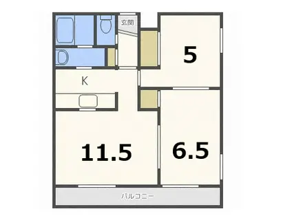 シャトー山の手(2LDK/2階)の間取り写真