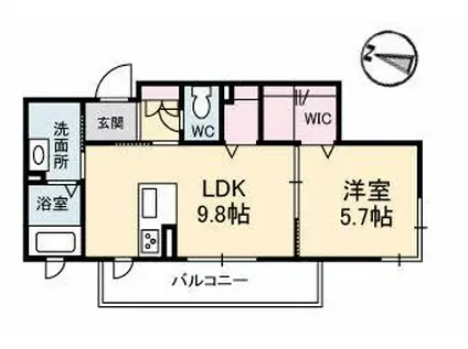 CENT-LIVIEII(1LDK/2階)の間取り写真