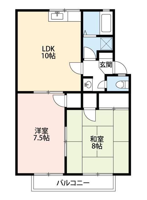 メゾンリポーズA棟(2LDK/2階)の間取り写真