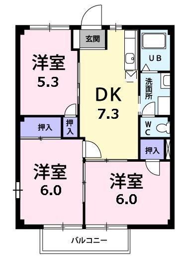 ニューシティ戸田谷(3DK/2階)の間取り写真