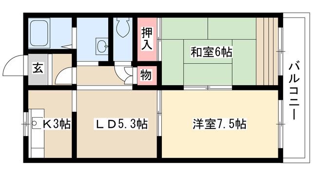 フィエラ山崎川(2LDK/3階)の間取り写真