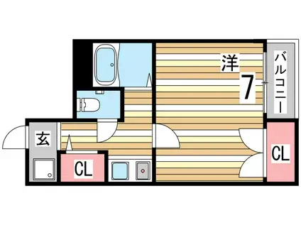 ブロスコート住吉(1K/3階)の間取り写真