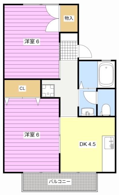 セジュールささがせ(2DK/2階)の間取り写真