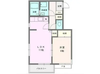 エクセルたちばな台(1LDK/1階)の間取り写真