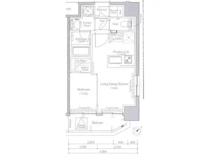 エステムプラザ湘南藤沢(1LDK/2階)の間取り写真