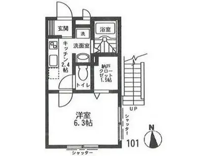 イーストアベニュー片瀬I(1K/1階)の間取り写真