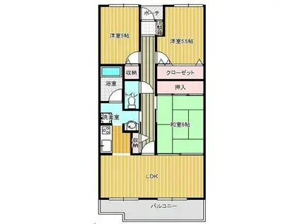 サーパス土器公園I(3LDK/5階)の間取り写真