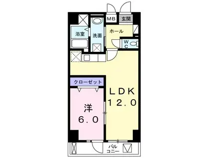 テホン・カーサ(1LDK/1階)の間取り写真