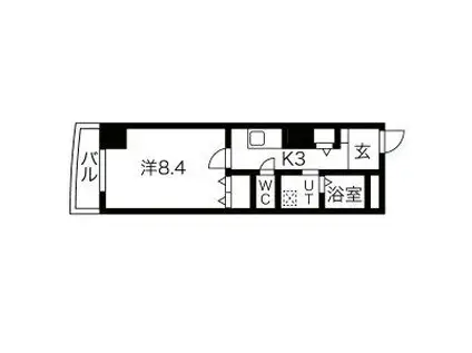 クラウザン徳川(1K/8階)の間取り写真