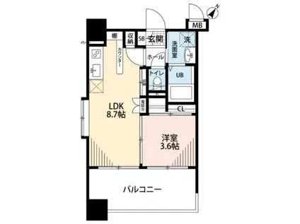 サヴォイ エリート(1LDK/14階)の間取り写真