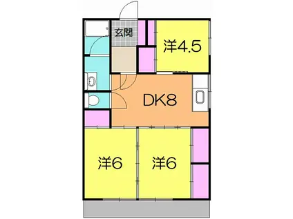 館腰コーポA(3DK/1階)の間取り写真