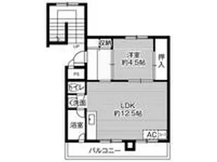 ビレッジハウス糸井4号棟(1LDK/5階)の間取り写真