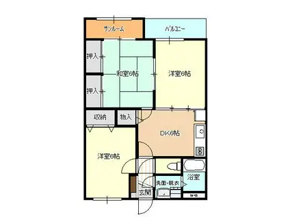 シャトレー根塚(3DK/3階)の間取り写真