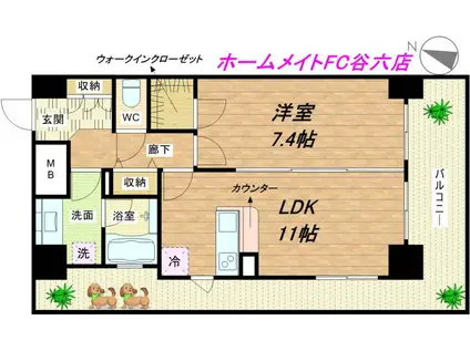エスリード長堀タワー(1LDK/8階)の間取り写真