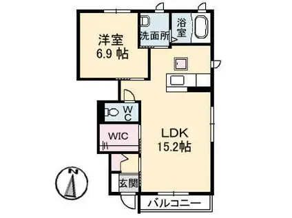 ディアコート・中央(1LDK/1階)の間取り写真