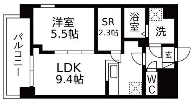 パークス堺筋本町(1SLDK/8階)の間取り写真