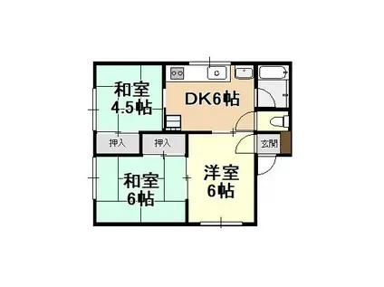 パークソニアII(3DK/2階)の間取り写真