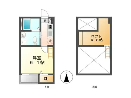プレジール黄金(1K/1階)の間取り写真