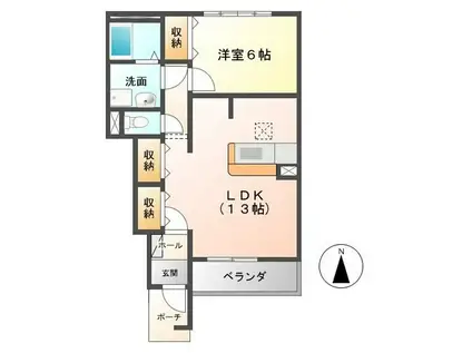 アンプティシャン(1LDK/1階)の間取り写真