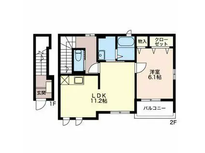 ボヌール セット(1LDK/2階)の間取り写真