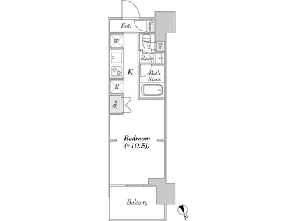 ウエリスアーバン水天宮前(ワンルーム/8階)の間取り写真