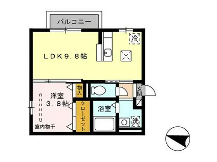 プラスラミチエ朽網(1LDK/1階)の間取り写真