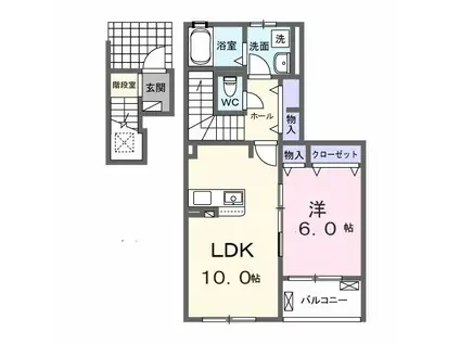 グランドール(1LDK/2階)の間取り写真