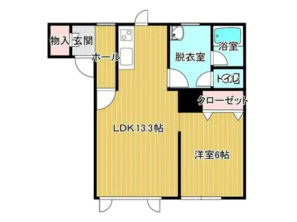 グランデル2(1LDK/2階)の間取り写真