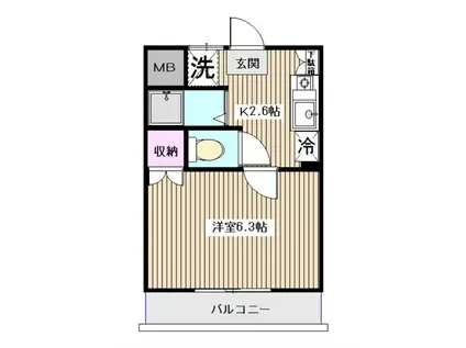 ウィンドワードMA(1K/3階)の間取り写真