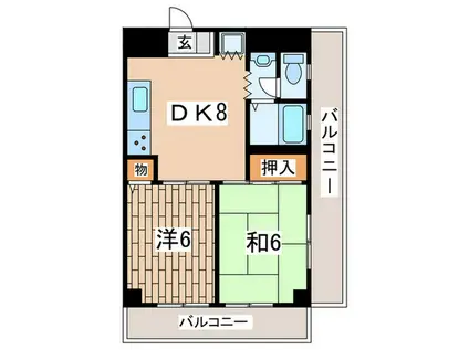 グレイスハイツ1(2DK/2階)の間取り写真