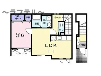 ROSE CASA(1LDK/2階)の間取り写真