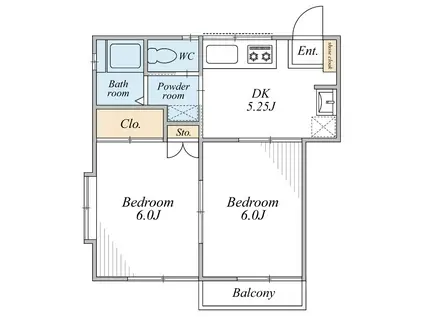 コーポハラダ(2DK/2階)の間取り写真