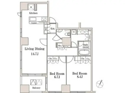 LASANTE一番町 ラサンテ一番町(2LDK/11階)の間取り写真