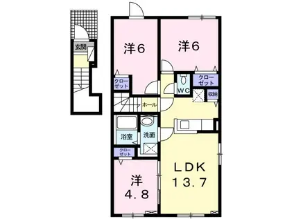 グレイスフル・サン VI(3LDK/2階)の間取り写真