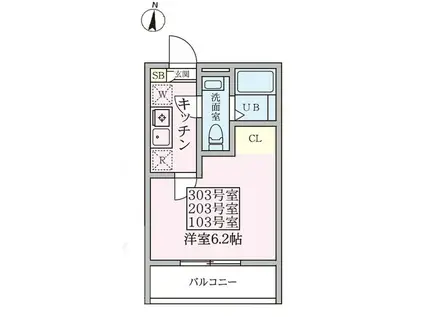 バーンフリート横浜七番館(1K/1階)の間取り写真