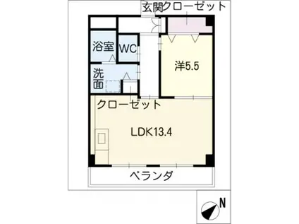 レクイエやまだ(1LDK/4階)の間取り写真