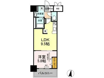 シズカビルディング白銀(1LDK/2階)の間取り写真