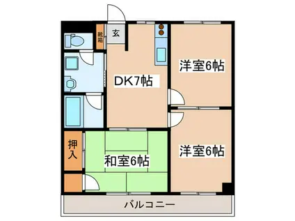 メゾンアンパー(3DK/3階)の間取り写真