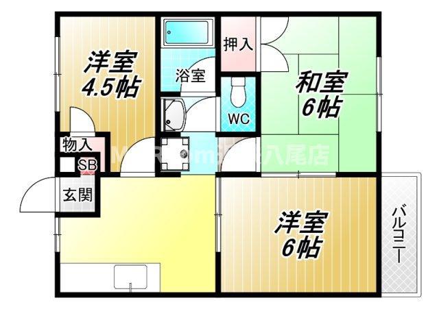 カレミ青山(3DK/1階)の間取り写真
