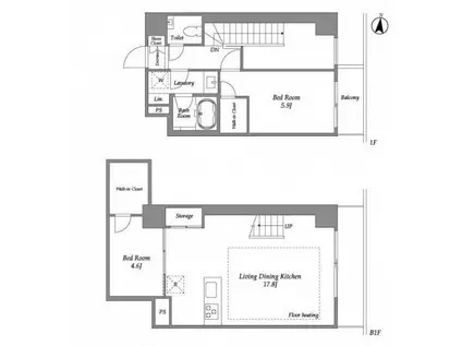 イプセ代々木上原(2LDK/B1階)の間取り写真