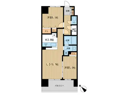 エコロジー千葉みなとレジデンス(2LDK/9階)の間取り写真