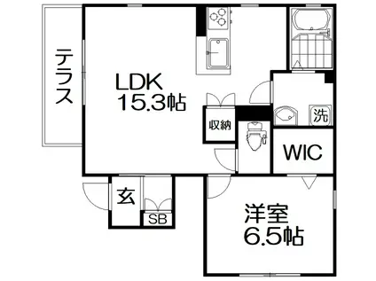 さくら隅田口ハイツ C棟(1LDK/1階)の間取り写真