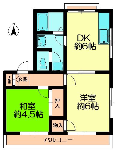 リベラル西ノ京(2DK/2階)の間取り写真
