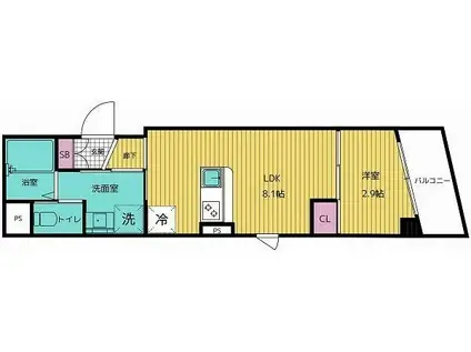 BCASA武蔵小杉II(1LDK/5階)の間取り写真