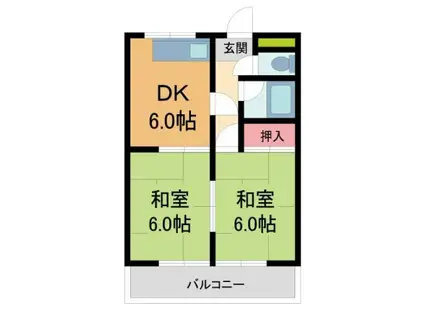 ジョンメゾン小浜(2DK/3階)の間取り写真