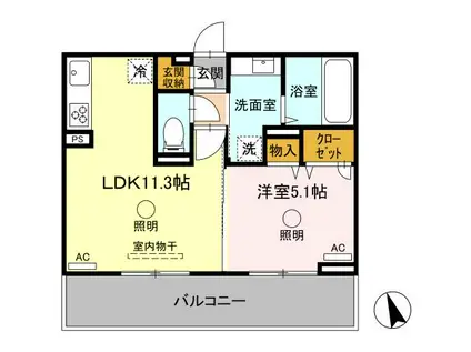 アレシア(1LDK/3階)の間取り写真