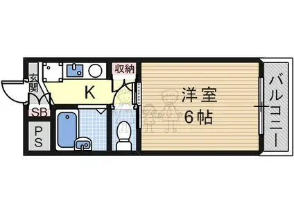 アソシアI番館(1K/4階)の間取り写真