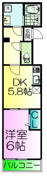 ウエスト COAST(1DK/1階)の間取り写真