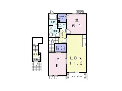 プリムローズ壱番館(2LDK/2階)の間取り写真